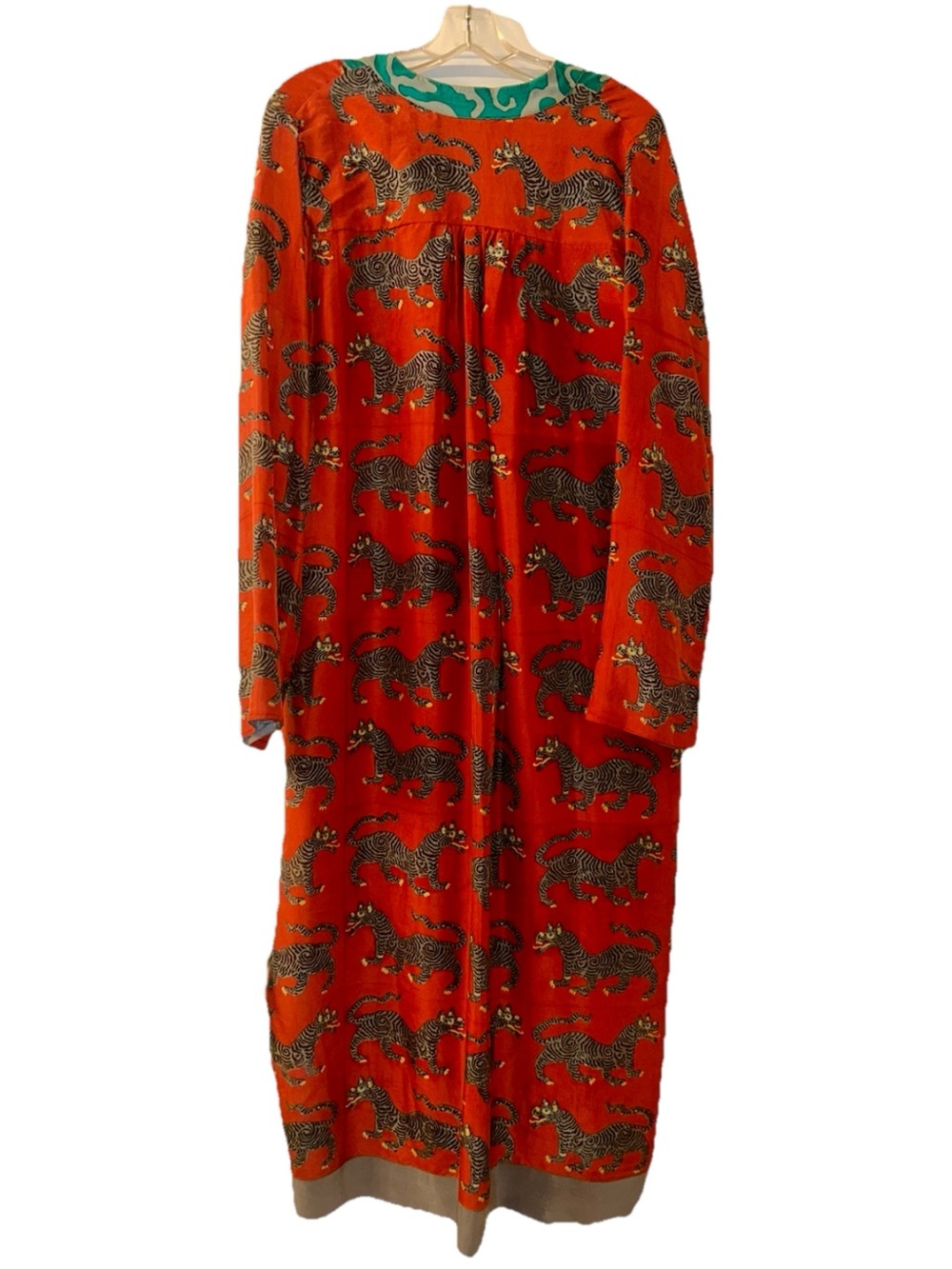 Lisa Corti Tiger-Print Long Dress with Green Trim - Picture 2 of 5